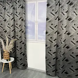 Жакардові штори "геометрія" чорного кольору на тасьмі 2шт. 150х270 ALBO pbe0052389 - мініатюра 7