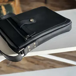 Чоловіча шкіряна сумка планшет GS 22*20*3 см чорна (ПЛ 001 черн) 200 - мініатюра 3