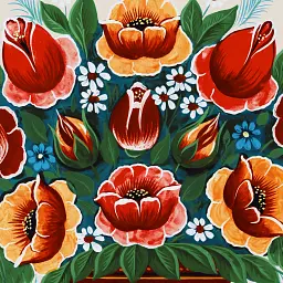Інтер'єрна картина Петриківський розпис, Квітковий букет, 43×60 см (id6913) - мініатюра 5