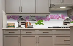 Вініловий кухонний фартух Happy Pocket Сірий камінь 3Д наклейка для кухні ПВХ квіти Текстура Рожевий Z181480 - мініатюра 5