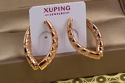 Сережки Xuping Jewelry дужки 2.5 см золотисті - мініатюра 3