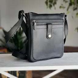 Чоловіча шкіряна сумка планшет GS 22*20*3 см чорна (ПЛ 001 черн) 200 мм