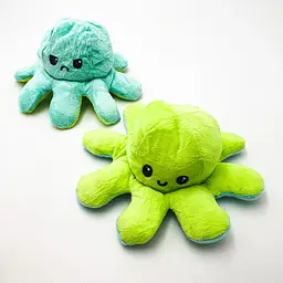 М'яка іграшка Восьминіг перевертень двосторонній веселий сумний Mood Octopus 20 см UKC зелено/бірюзовий - мініатюра 2