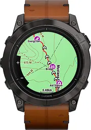 Смарт-годинник Garmin Epix Pro [Gen 2] Sapphire Edition 51mm Carbon Grey DLC Titanium with Chestnut Leather Band [010-02804-30/31] [86528] - мініатюра 5