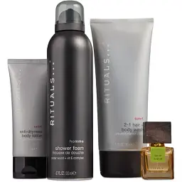 Подарунковий набір Rituals The Ritual of Homme Gift Set M: гель для душу 200 мл + шампунь та засіб для миття тіла 2 в 1 200 мл + лосьйон для тіла проти сухості 70 мл + парфум L'essentiel 15 мл - мініатюра 2