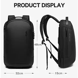 Рюкзак міський Bange BG-7225 20л ранець з відсіком для ноутбука до 15.6'' USB-роз'єм та замком Black (19375) - мініатюра 8