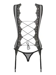 Корсет і стрінги Obsessive Meshlove L/XL чорний - мініатюра 6