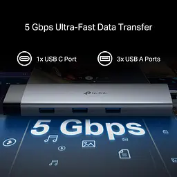 TP-Link Хаб USB UH9120C USB-C > 3xUSB3.0/1xUSB-C/xHDMI/1xRJ45/1xSD/1xmicroSD/1xPD 100Wh - мініатюра 9