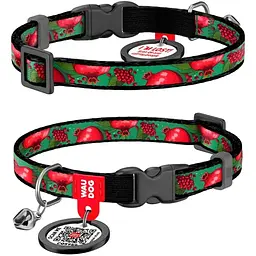 Нашийник для котів Waudog Nylon Гранати з QR паспортом XS 20-30x1 см