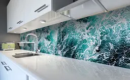 Кухонний фартух Морська піна ПВХ хвилі для декору 60х300 см Море Зелений Happy Pocket Z183545 - мініатюра 5