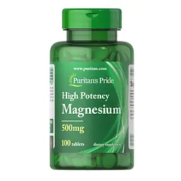 Вітаміни та мінерали Puritan's Pride Magnesium 500 mg High Potency, 100 таблеток
