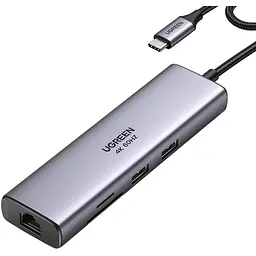 Док-станція USB3.1 Type-C - - HDMI 4K60Hz/USB 3.0x2/RJ45/SD/TF/PD 100W Ugreen CM512 Сіра (90568)