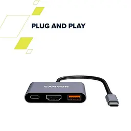 USB-Хаб Canyon USB-хаб hub DS-4 3in1 USB-C Grey (CNS-TDS4) - мініатюра 10