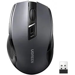Мишка Ugreen 2.4GHz MU006, бездротова, Bluetooth, 4000dpi., 4кн.,Silence Design, Сіра - мініатюра 1