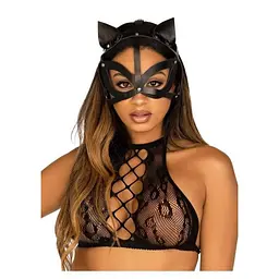 Маска Leg Avenue Vegan leather studded catmask кішечки з веганської шкіри чорна