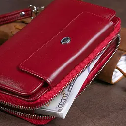 Гаманець зі шкіри на клямці ST Leather 19341 бордовий - мініатюра 10