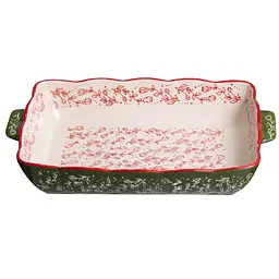 Форма для запекания и сервировки Vintage Прямоугольная фарфоровая форма для выпечки в духовке с ручками Зеленый Yiwu HM05-12 - миниатюра 2