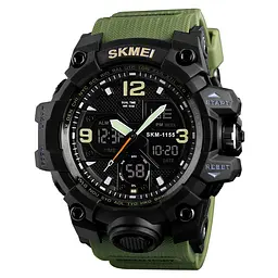 Чоловічий наручний годинник 1155 Black-Military Skmei acs0030850