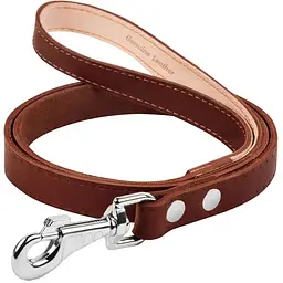 Повідець для собак Collar, одинарний, непрошитий, шкіряний, 122х1,6 см, коричневий
