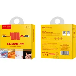 Дата кабель USB 2.0 AM to Lightning 1.0m 2A silicone X21 black+red HOCO (6957531071372) - мініатюра 3