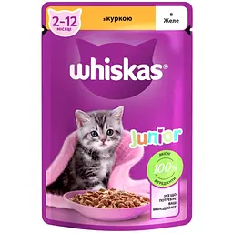 Вологий корм для кішок Whiskas Kitten Курка в желе 85 г (5900951302152)