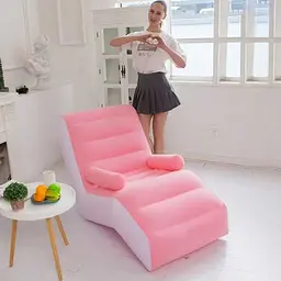 Надувний диван з підлокітниками Inflatable Sofa / Портативне складане крісло для дому, дачі, туризму та відпочинку, 140х85х80 см - мініатюра 3
