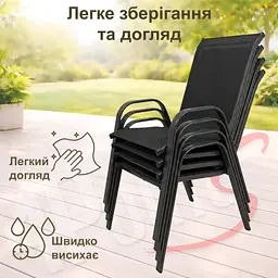 Комплект садових меблів 4Points Vicenza-6 з прямокутним столом 120х70х70см з чорною стільницею - мініатюра 7