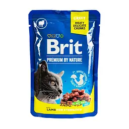 Вологий корм Brit Premium Cat pouch для стерилізованих кішок, ягнятина, 100 г - мініатюра 9
