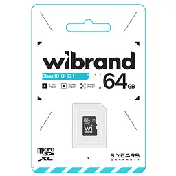 Карта пам'яті microSDXC (UHS-1) Wibrand 64Gb class 10 - мініатюра 2