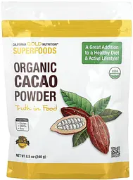 Какао органічний порошок 240грам (48 порцій в упаковці), California Gold Nutrition