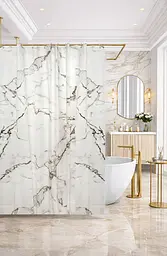 Штора для ванної кімнати SPAZIO MARBLE PEVA 200х200 см із 12-ма кільцями - мініатюра 4