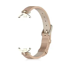 Шкіряний ремінець MiJobs для фітнес-браслета Xiaomi Mi Band 8 і 9 Type B бежевий, тримач - золотистий - мініатюра 3