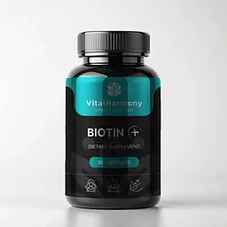 Біотин VitalHarmony Biotin Plus, 90 капсул для підтримки здоров'я волосся, шкіри та нігтів