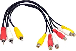 Кабель-сплітер AV 3xRCA-6xRCA M/F, 0.3 м