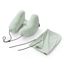Ергономічна комфортна дорожня подушка H-Shape з капюшоном, бірюзовий KT7006231