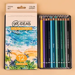 Набір олівців кольорових 99IDEAS "Color Expert" 12 кол., Ocean Set, метал. коробка, 99CE-12OCN - мініатюра 4