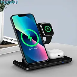 Зарядна станція 3 в 1 / Бездротовий зарядний пристрій 3 в 1 для смартфона / смарт-годин / навушників