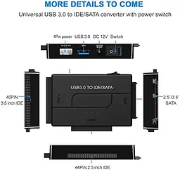 Адаптер Baolongking USB 3.0 для SATA/IDE HDD та SSD - мініатюра 3