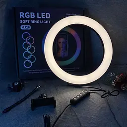 Селфи-лампа LED кольцевая 26см Voltronic MJ26 RGB + штатив - мініатюра 4