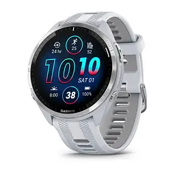 Смарт-годинник Garmin Forerunner 965 білий корпус з титановим безелем з білим силіконовим ремінцем