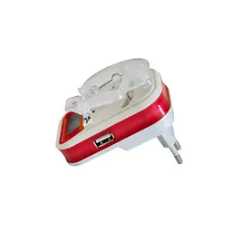 Зарядний пристрій жабка HY02, LCD USB Charger 4.2V 0.3A, червоно-білий адаптер живлення