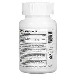 Бісгліцинат заліза Thorne Research Iron Bisglycinate 25 мг 60 капсул - мініатюра 6