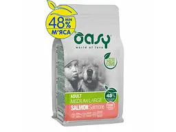 Сухий корм для собак OASY One Animal Protein ADULT Medium/Large з лососем 18 кг (8053017349305)
