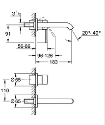 Змішувач для умивальника на 2 отвори M-розміру Grohe Essence 29192A01 Графіт - мініатюра 2