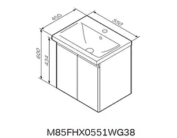 Тумба з раковиною AM.PM X-Joy підвісна 55, білий глянець M85-FHX0551-WC0551WG38, Білий - мініатюра 2