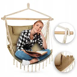 Бразильське крісло - гамак Outtec Boho Sois XXL бежевий - мініатюра 2