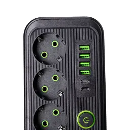 Мережевий фільтр-подовжувач Yiwu HP-5-22 LUXE F016U на 3 розетки 6 USB 4,75 метри чорний  - мініатюра 4