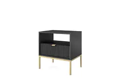 Тумба приліжкова Perfect Home Нова / Nova з 1 шухлядою і золотими ніжками S54 Чорний (PFH-091254) - мініатюра 3