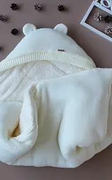 Зимовий комплект на виписку (конверт + комбінезон) Мішутка молочний - мініатюра 10