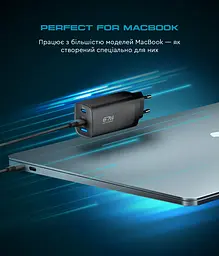 Мережевий зарядний пристрій ArmorStandart Resolute Power ARP-721 67W GaN Black (ARM88384) - мініатюра 9